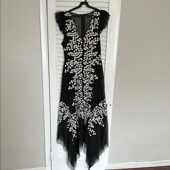 Elegant Black and White Floral Dress